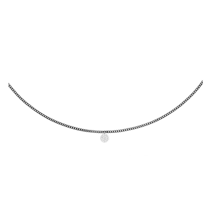 Black Chain Round  Necklace ( S 925 )