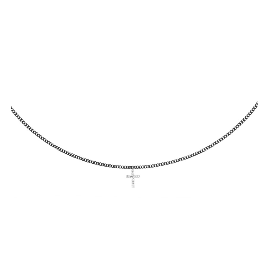 Black Chain Cross Necklace ( S 925 )