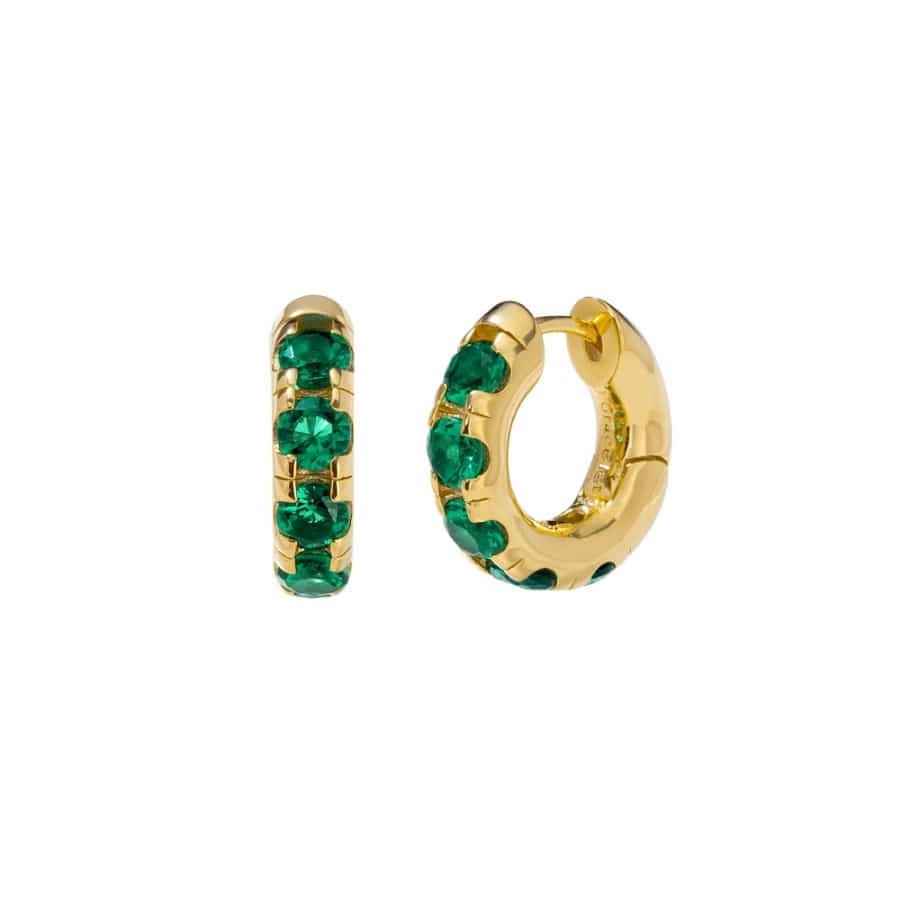 Round Volume Emerald Earrings ( S925 )