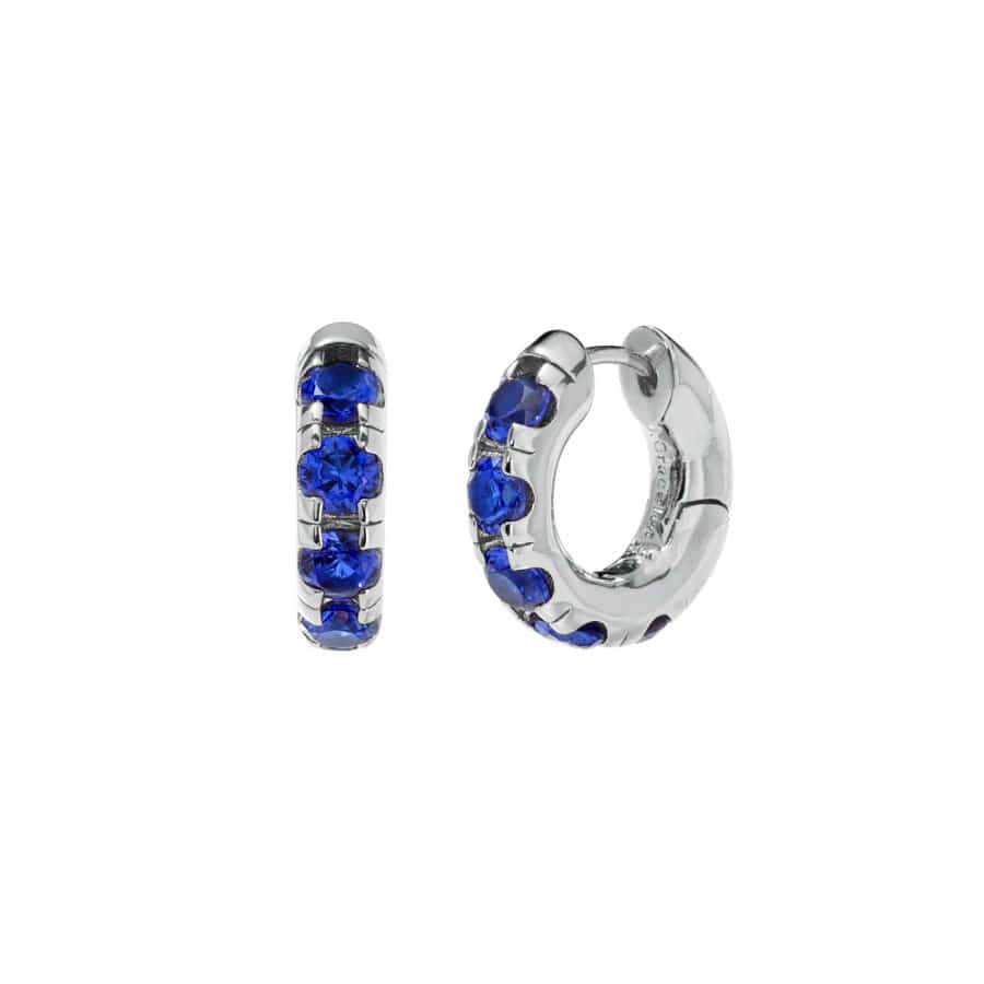 Round Volume Sapphire Earrings ( S925 )