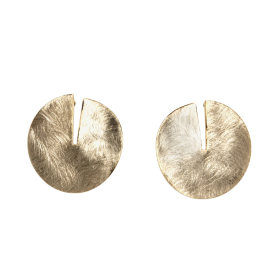 Round metal scratch bold earring