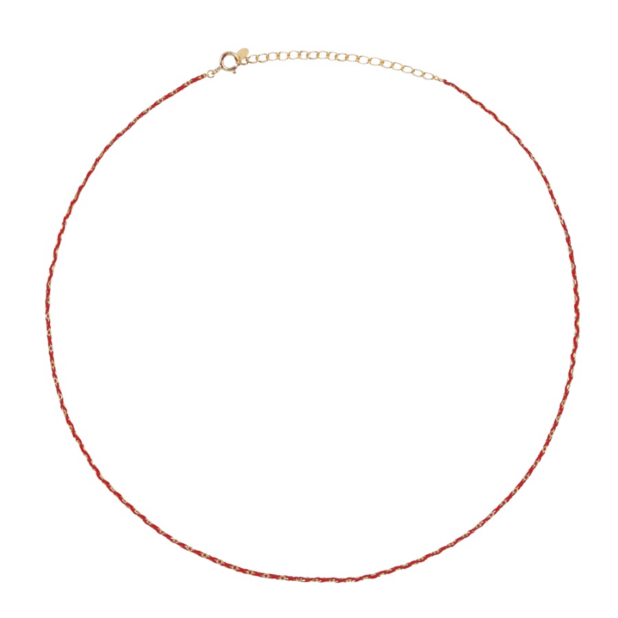 Silky Gold Chain Choker Necklace ( S 925 )