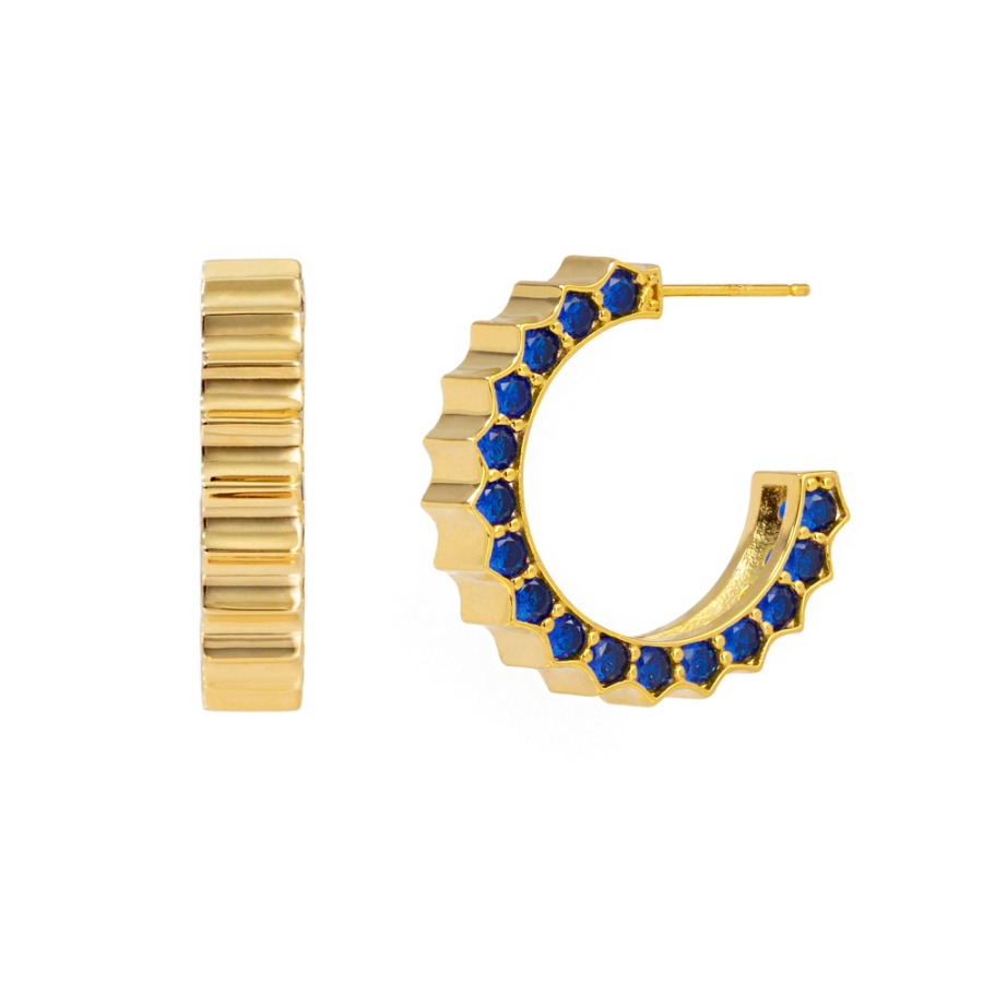Solar Circle Sapphire Earrings ( S925 )
